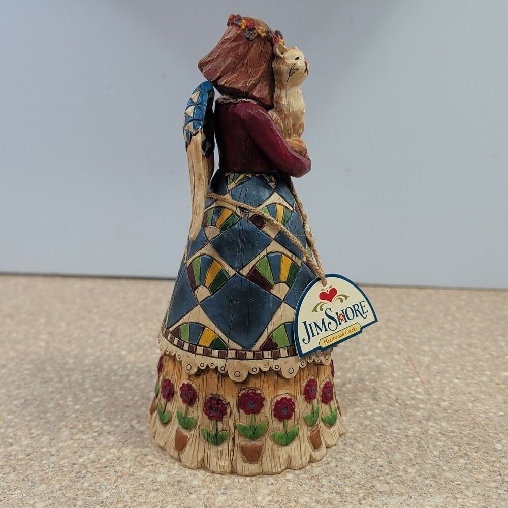 Vintage 2002 Jim Shore Heartwood Creek Angel Figurine #105170 Girl with Cat 8" - Picture 9 of 11